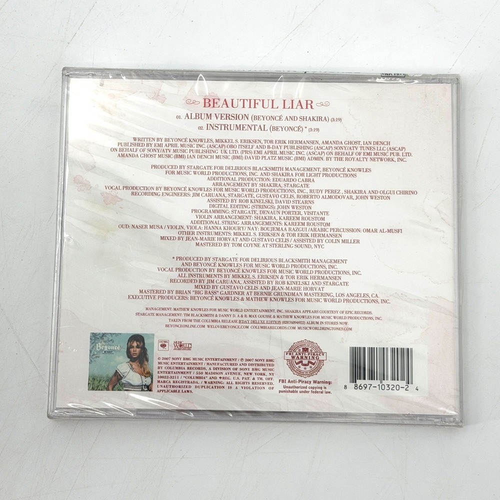 Beyonce Shakira Beautiful Liar CD Single 2007 Sealed New Album Instrumental - Picture 2 of 2
